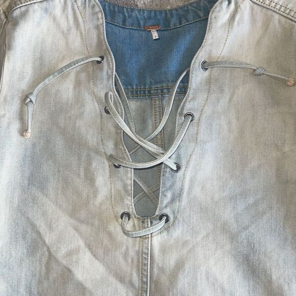 NWT Free People Blue Sky Lace Up Denim Dress Small - Picture 2 of 9
